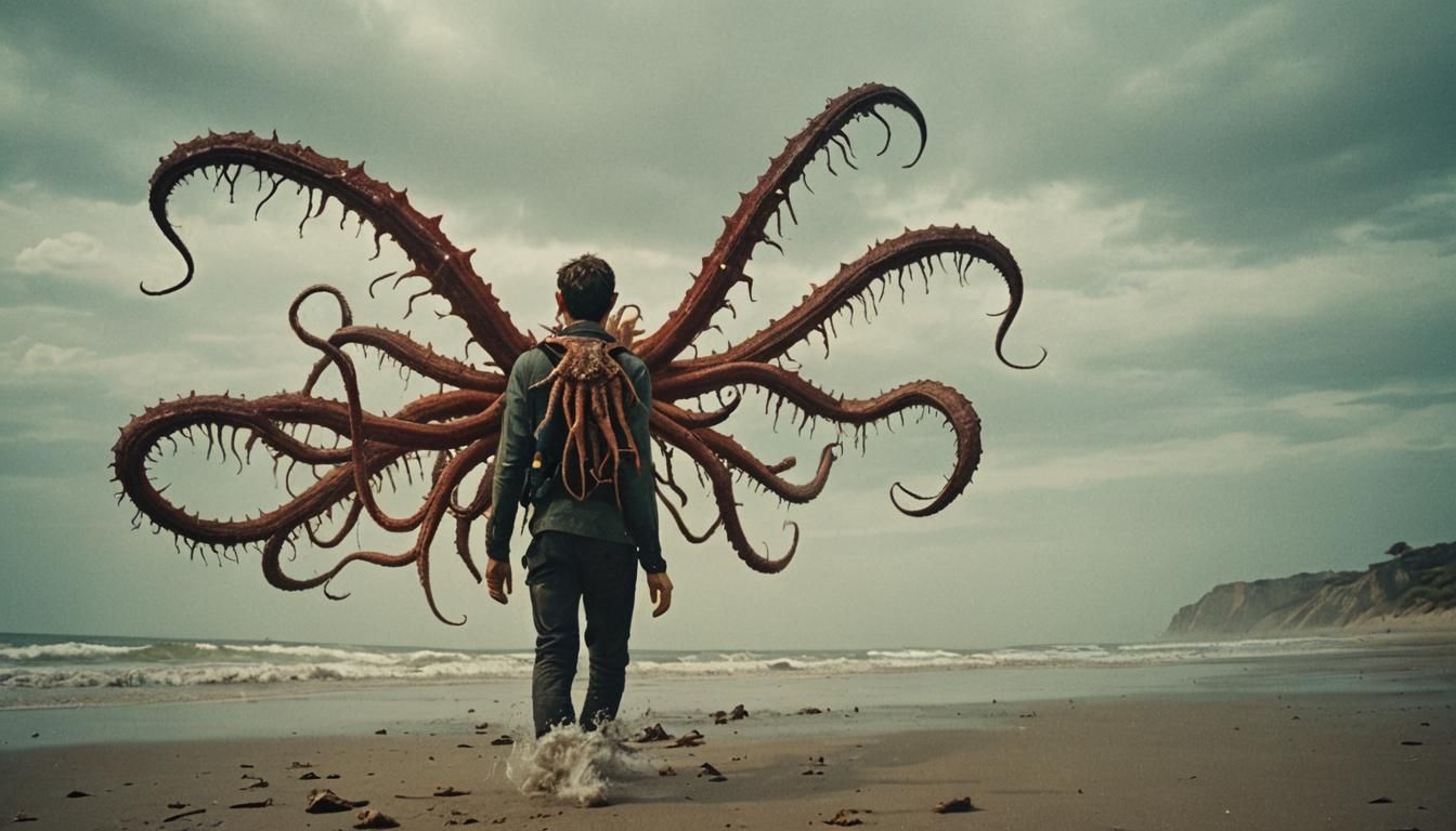 Beach Encounter with a Tentacled Horror