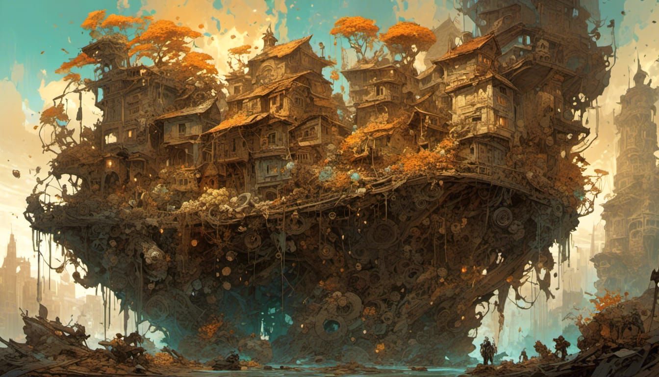 Post-Apocalyptic City Blooms as Expressionist Oil Painting