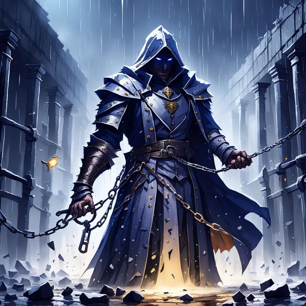 Magician Knight Breaks Chains in Rainy Prison