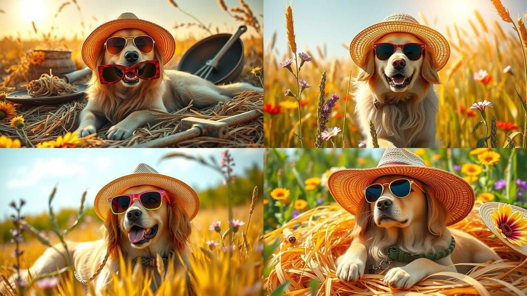 Surreal Canine Summer Adventure in Vibrant Matte Painting