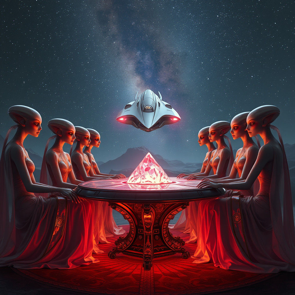 Ethereal Aliens at Galactic Supper, Digital Art