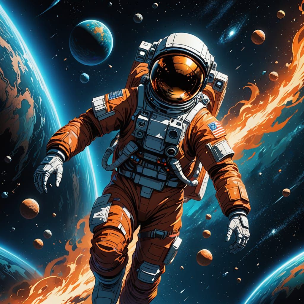 Anime Astronaut in Celestial Odyssey