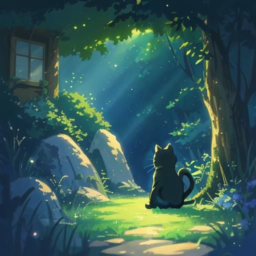 Cat Warrior in Anime Style