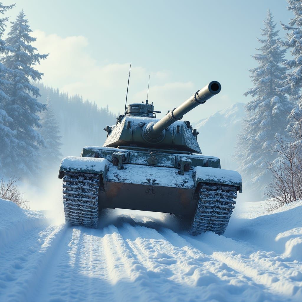Tiger Tank Surveys Winter Battlefield