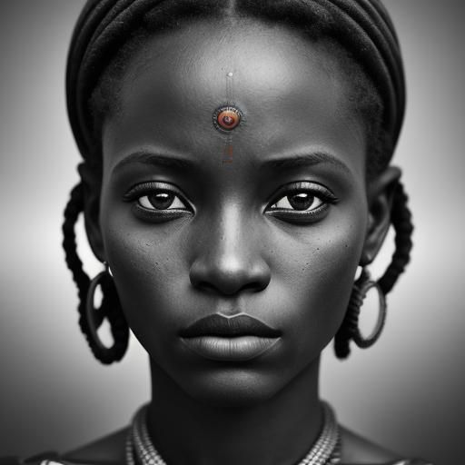 African Woman Warrior with Third Eye Portrait