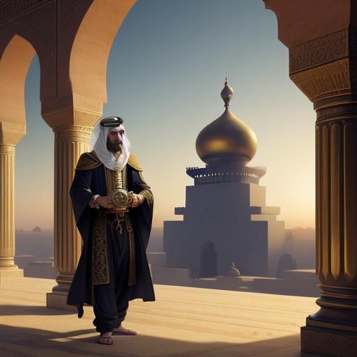 Arabian Sheikh with Incense in Desert Temple