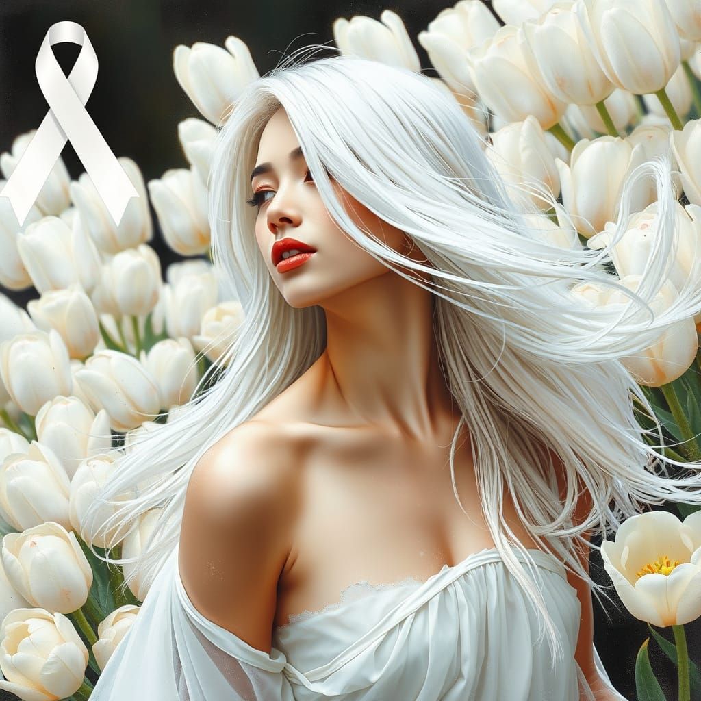 Photorealistic Lung Cancer Awareness Image in White Tones