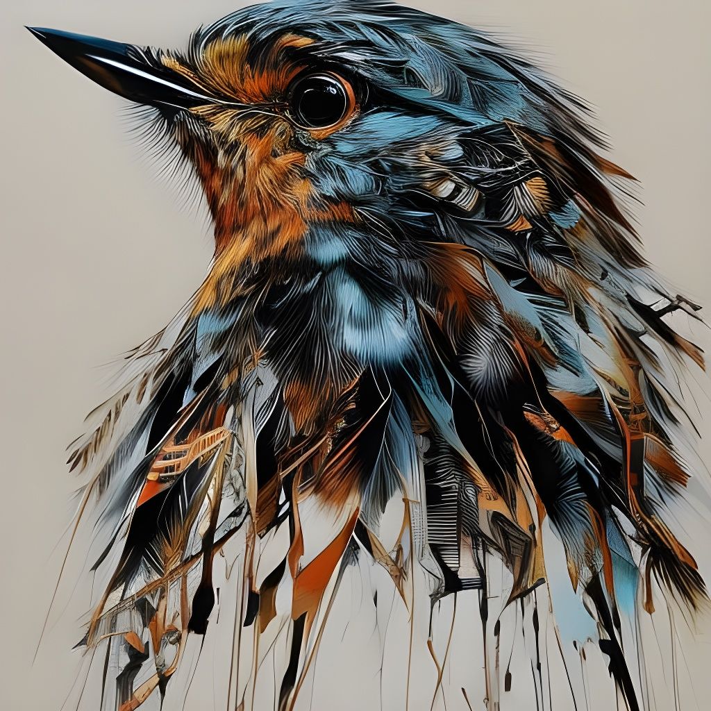 Hyperrealistic Ink Portrait of a European Robin