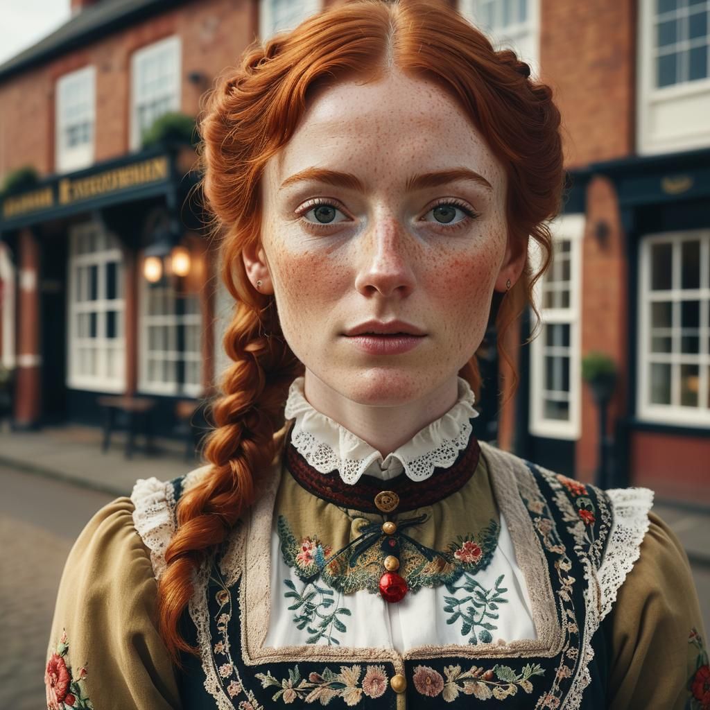 Victorian Redhead Portrait in a Cinematic Film Still