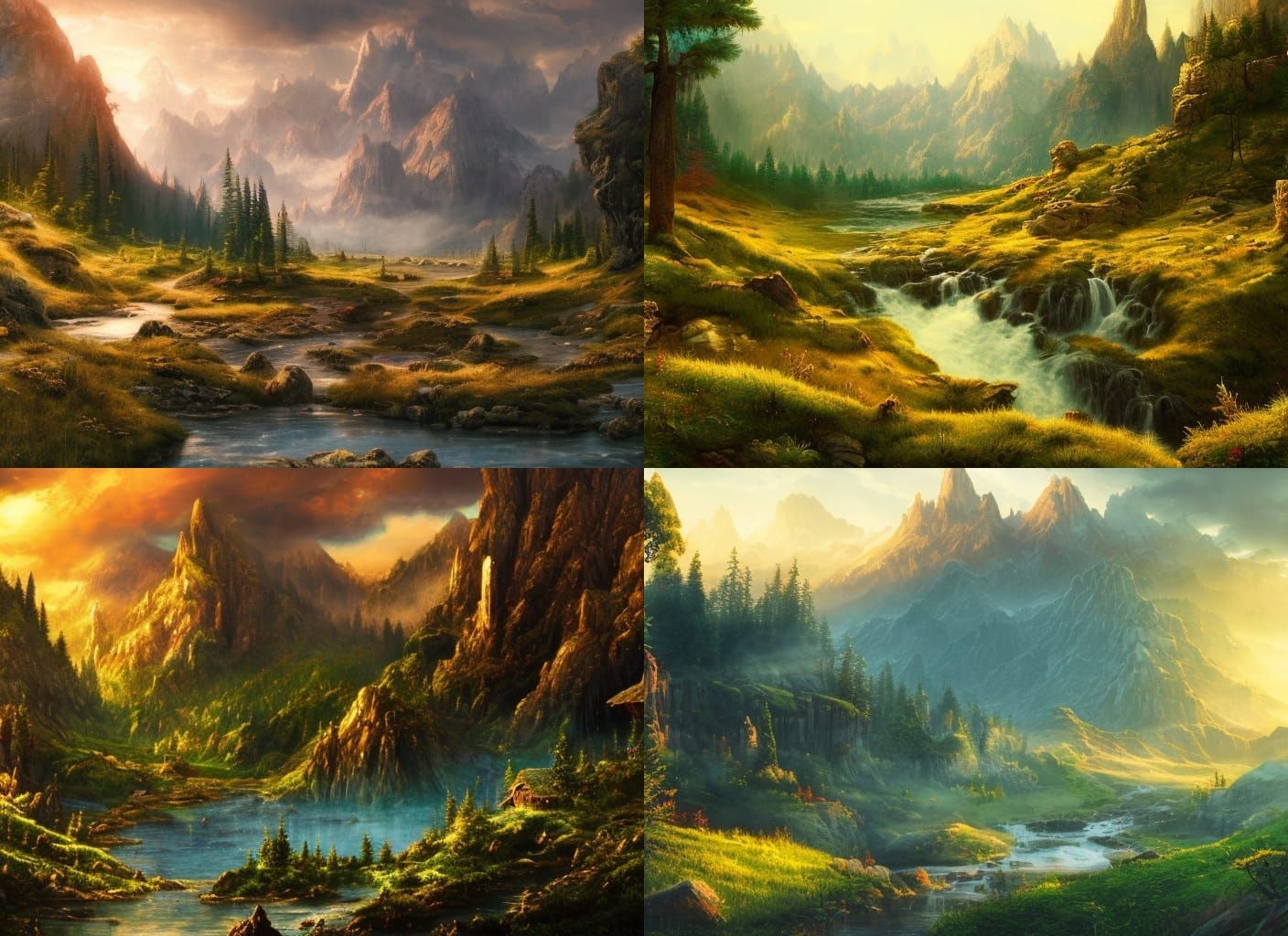 Mountain Valley River Digital Matte Painting