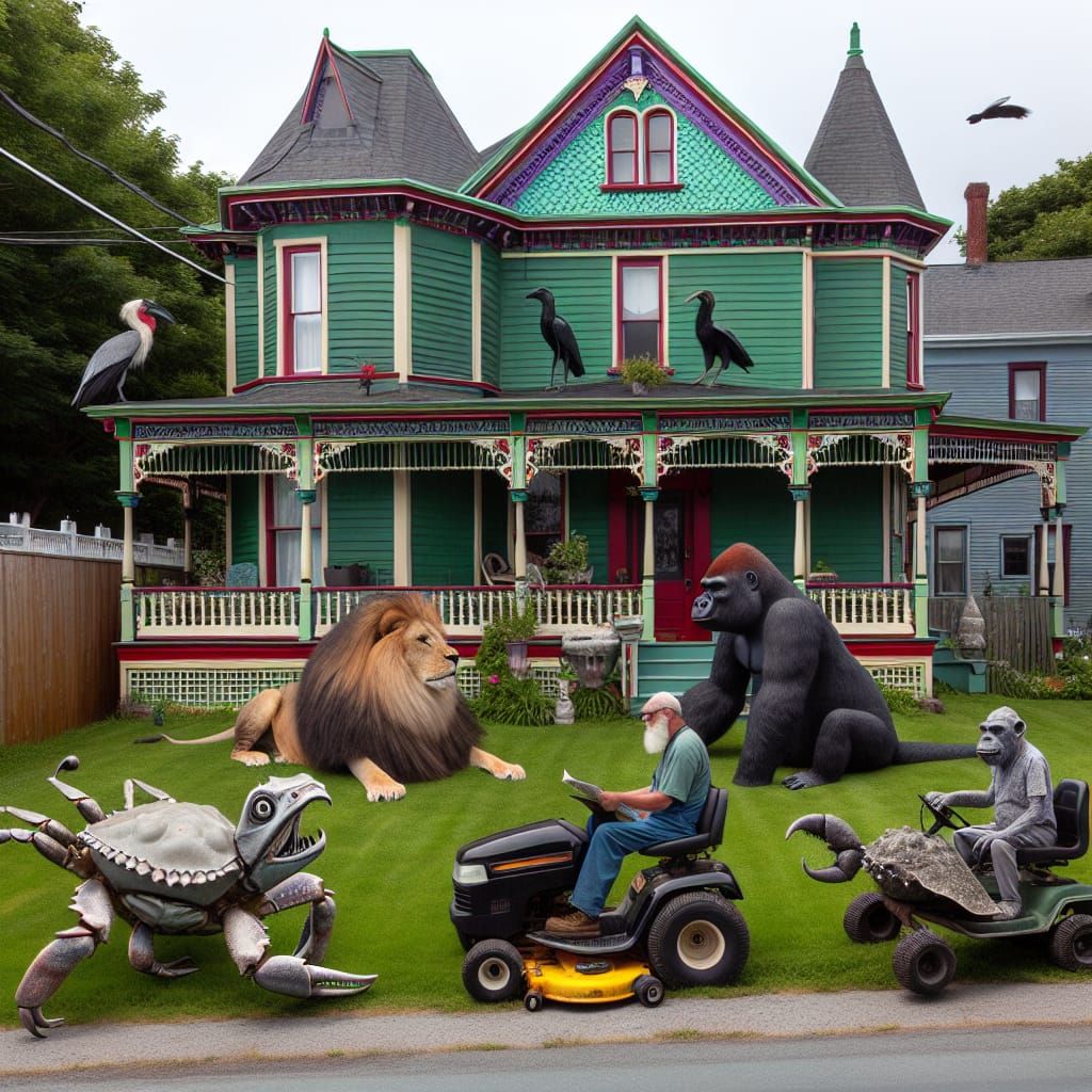 Victorian House with Unusual Guests and Lawn Care