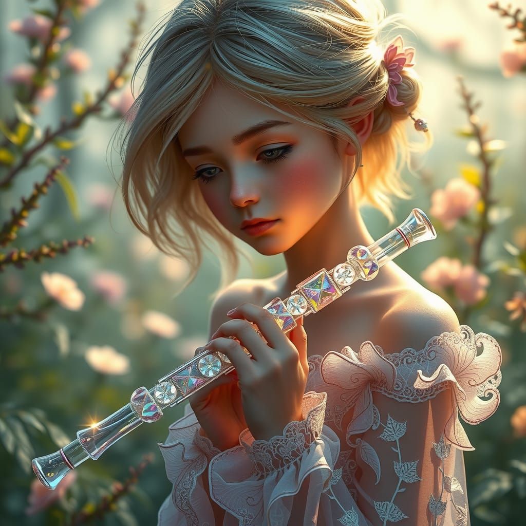 Girl with Flute in Dreamy Matte Painting