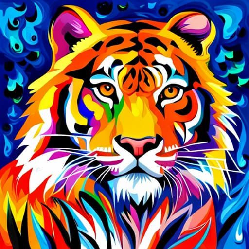 Colorful Tiger Tattoo Design in Neo-Impressionism Style