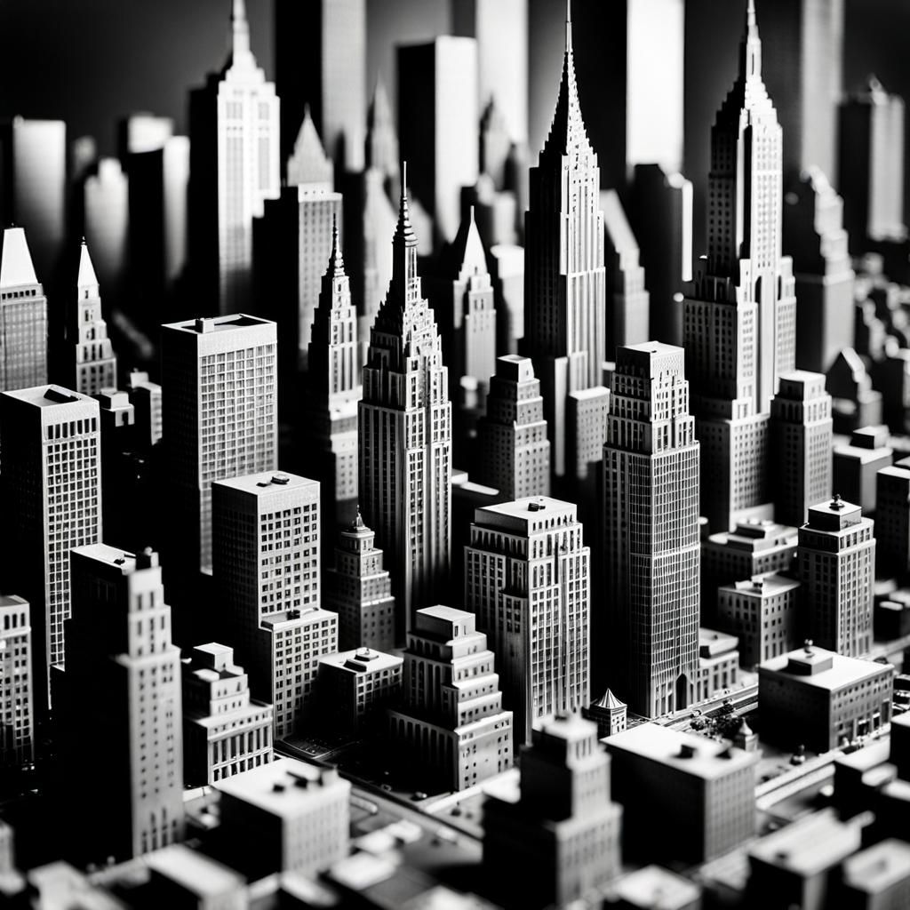 hyperrealistisch, 
New York City aus Silberglas mit einer Miniaturwelt darin. Surrealistisch, schwarzer Glanz, Konzeptku...