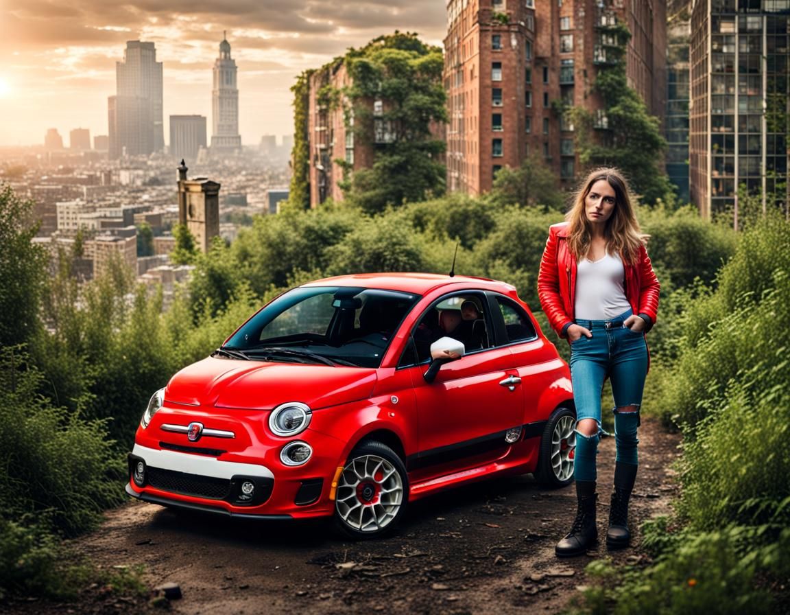 Post-Apocalyptic Rally Car and Woman