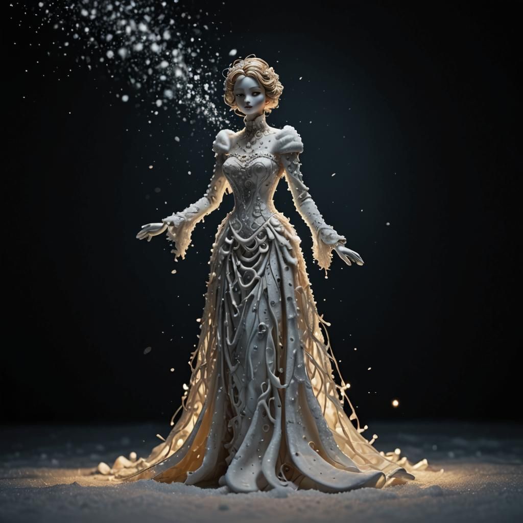 Hyperdetailed Snow Woman Made of Snow