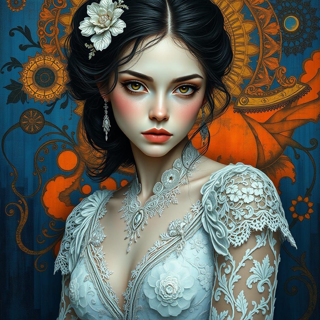 Surreal Woman in Luxurious Lace