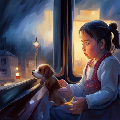 Heartbreaking Rainy Night Scene with Beggar Child