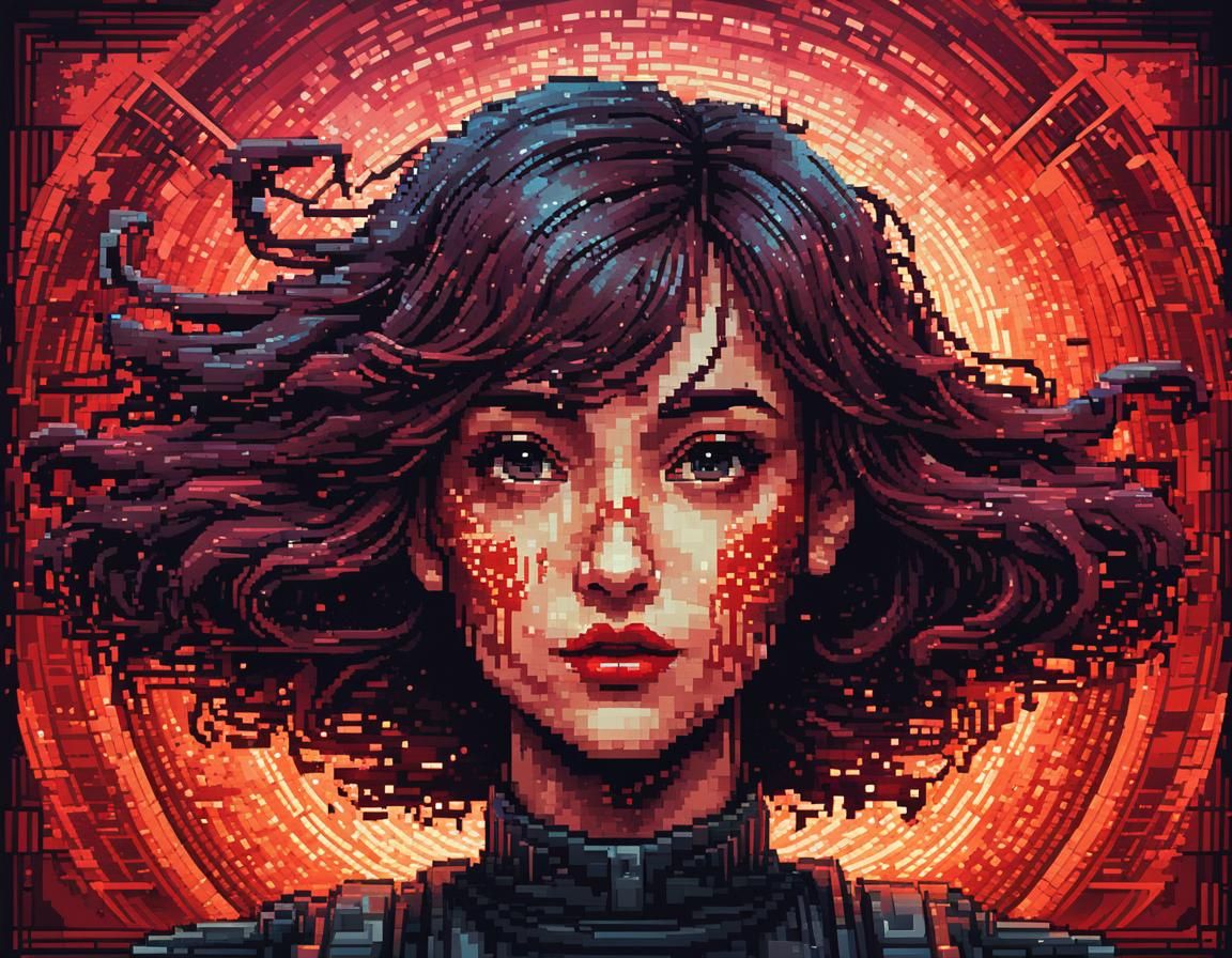 Joyful Crimson Minimal Pixel Art in 8-bit Style