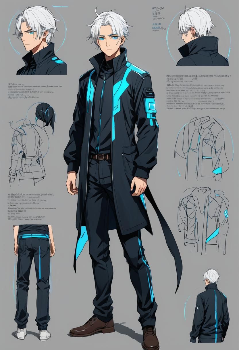 Anime Character Model Sheet: Cyberpunk Boy