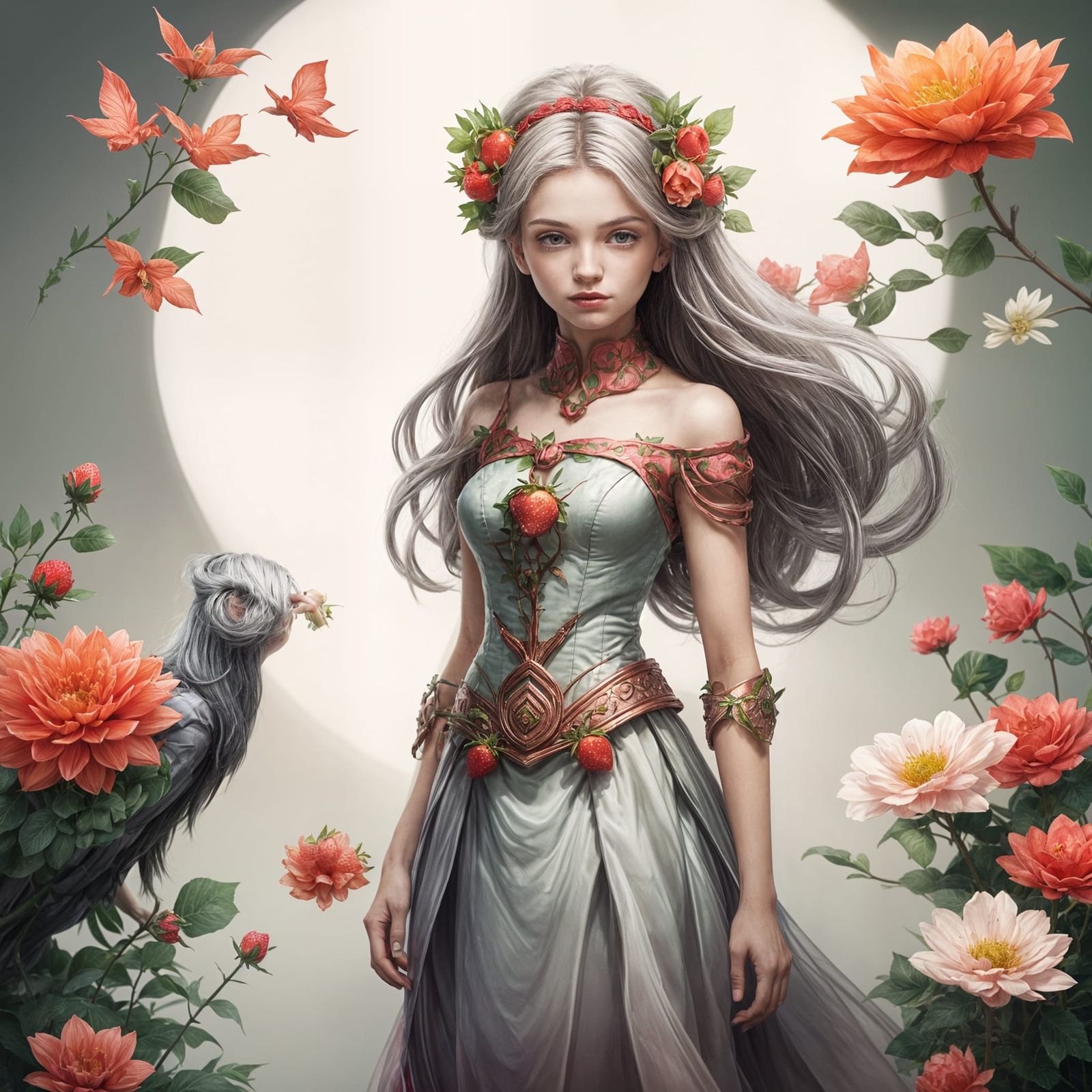 Whimsical Strawberry Princess in a Fantasy Realm