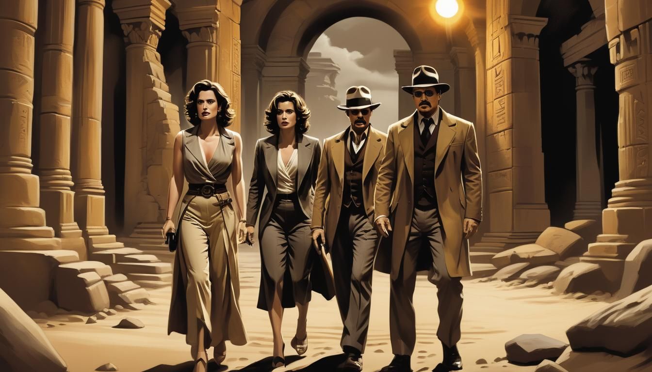 Film Noir Comic Book Adventure in Ancient Temple