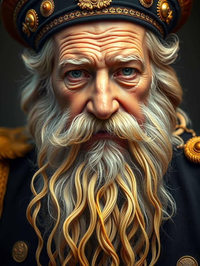 Whimsical Italian Admiral with Spaghetti Beard