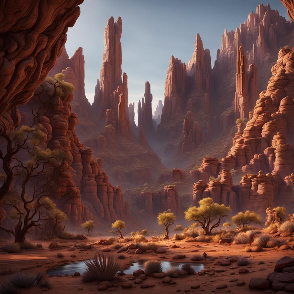 Arizona Landscape in Detailed Matte Painting Style