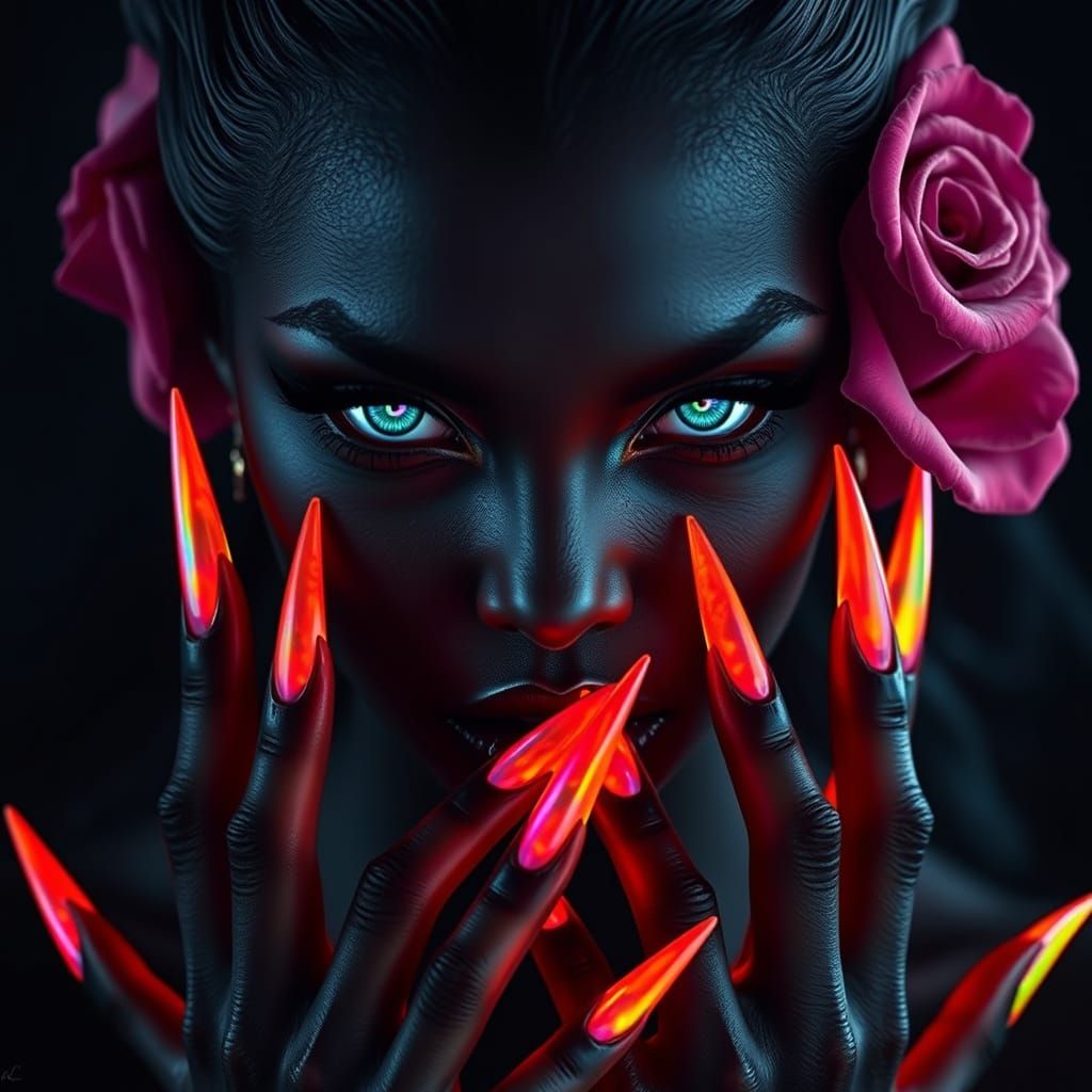 Exotic Vampire Fae with Rainbow Eyes and Claws