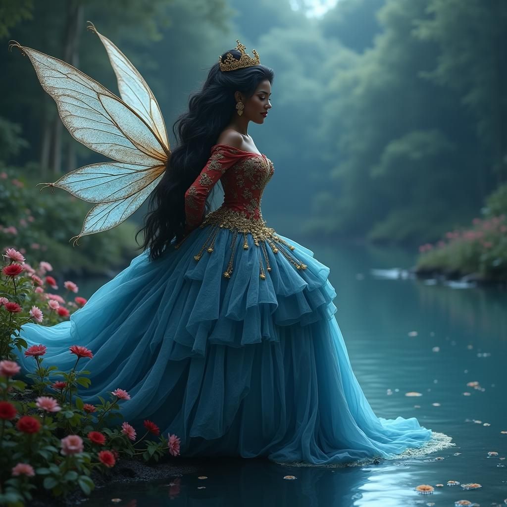 Dark-Skinned Princess in Forest, Visionary Art Style