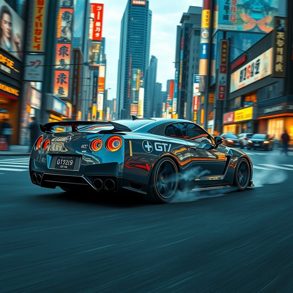 Nissan Skyline GT-R Drifting in Cyberpunk Tokyo