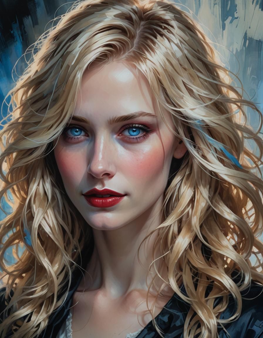Blonde Woman Portrait in Gothic Romanticism Style