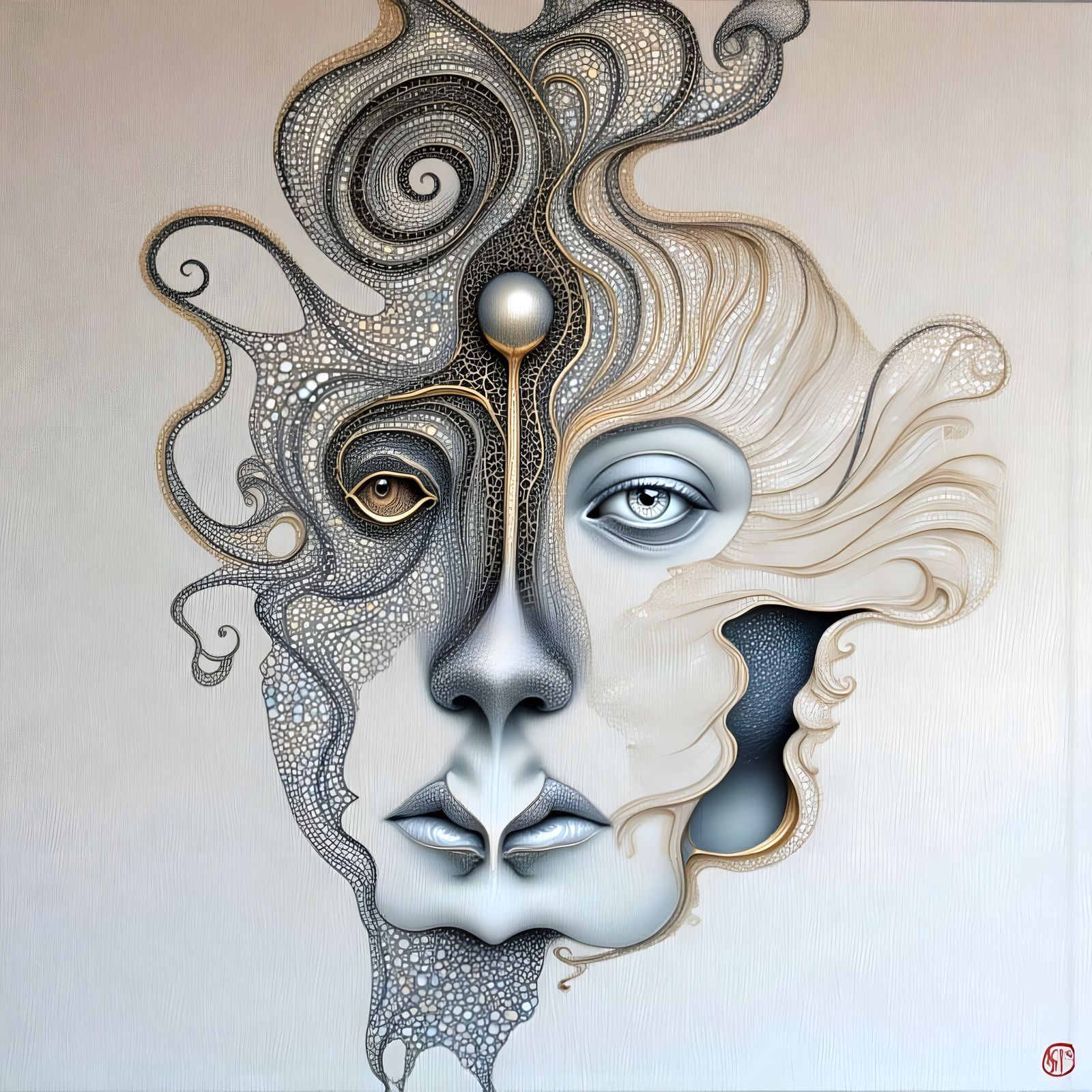 Surreal Kitchen Goddess with Fractal Hair