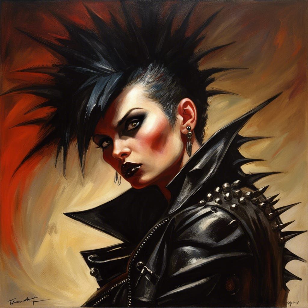 Crimson Demoness in Punk Rock Style