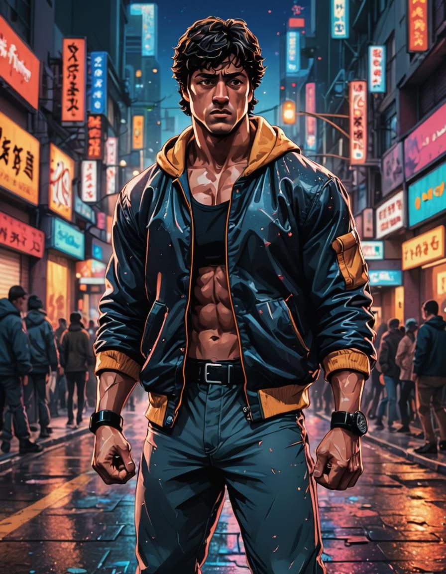 Anime Rocky Balboa Illustration in Manga Style