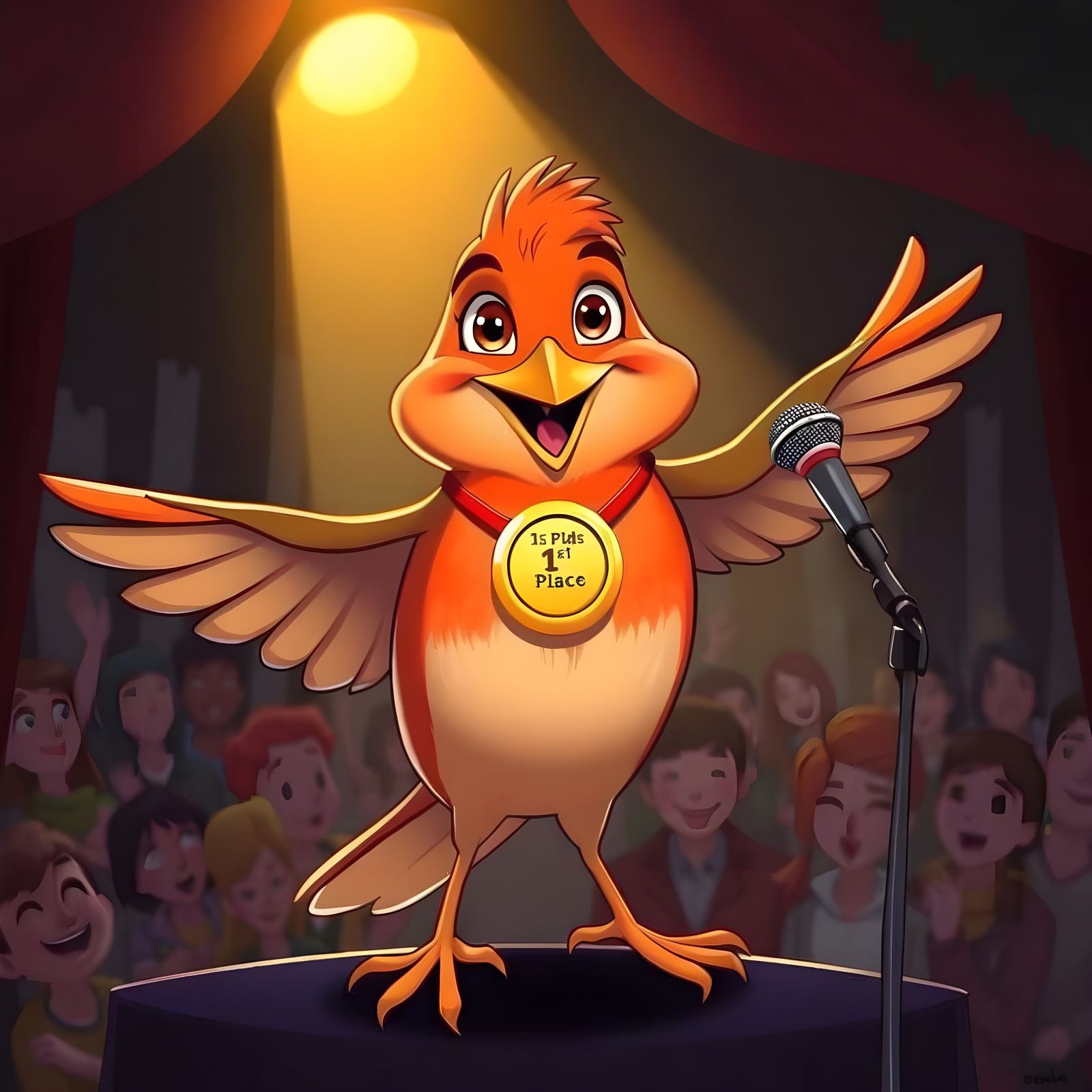 Cartoon Robin Comedian Wins First Place
