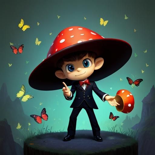 Mushroom Magician with Butterfly Eyes