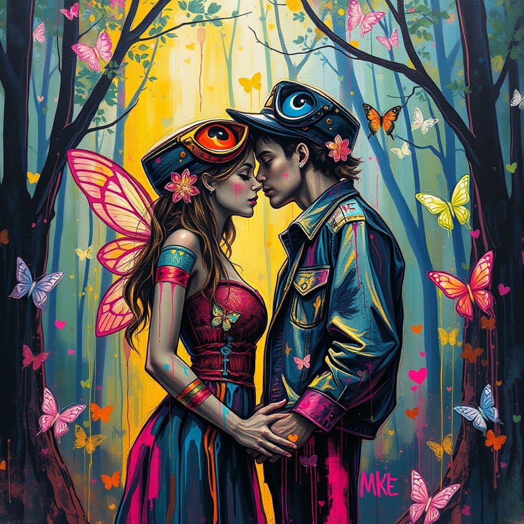 Mid 40s Lovers in Enchanted Forest with Fairies