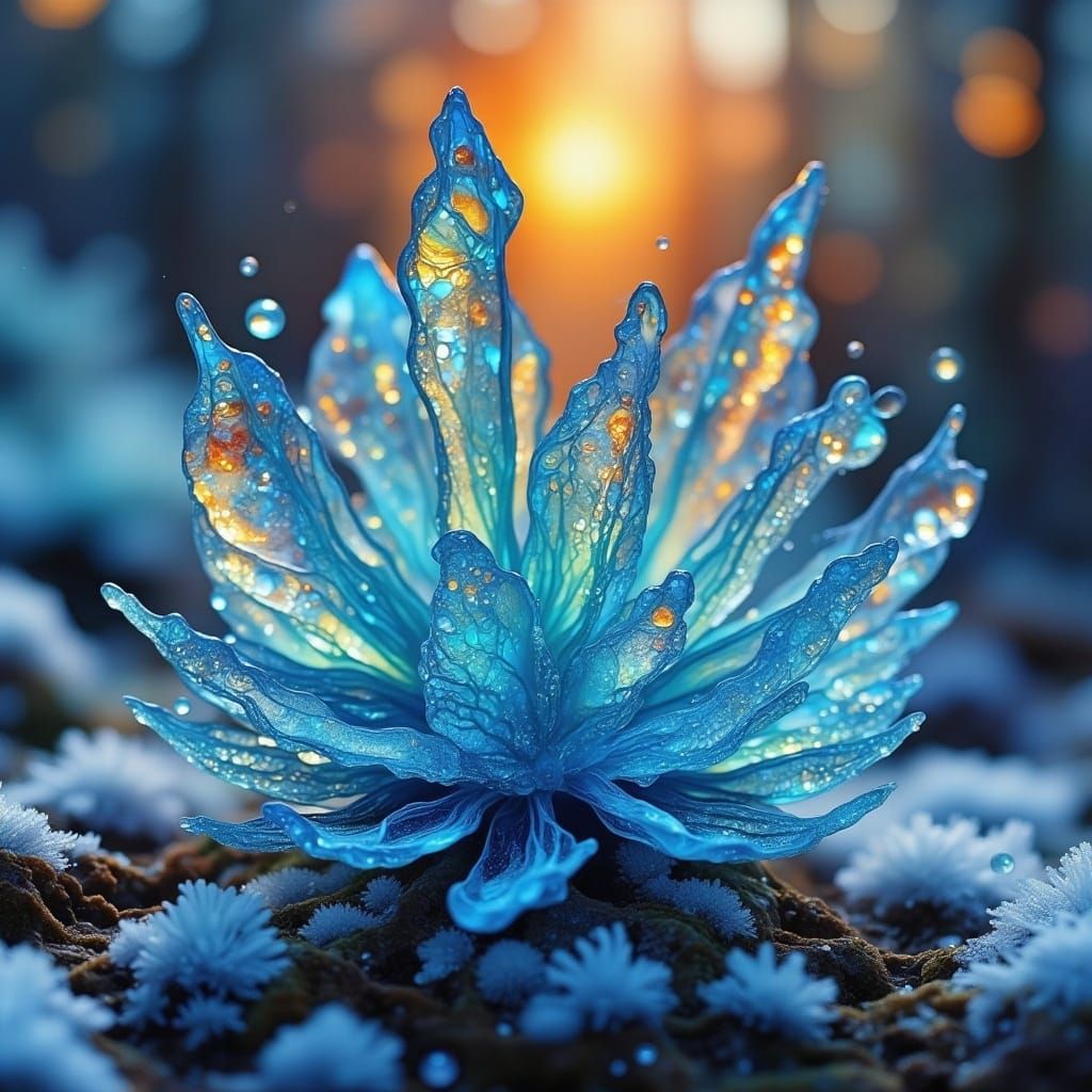 Frozen Crystal Flames in Ethereal Blue