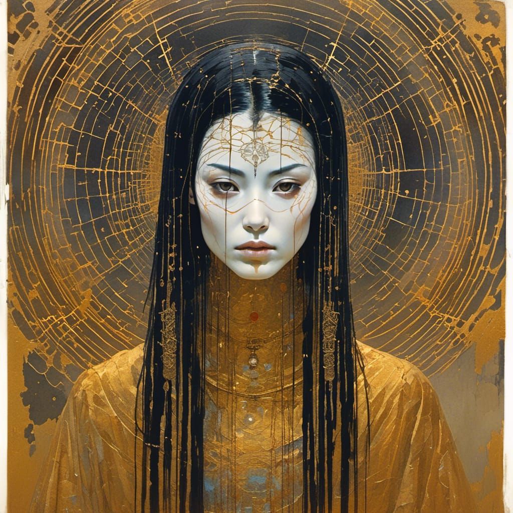 Mystical Portrait in Pre-Raphaelite Style