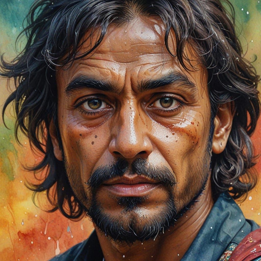 Dramatic Watercolor Portrait of a Young Sandokan