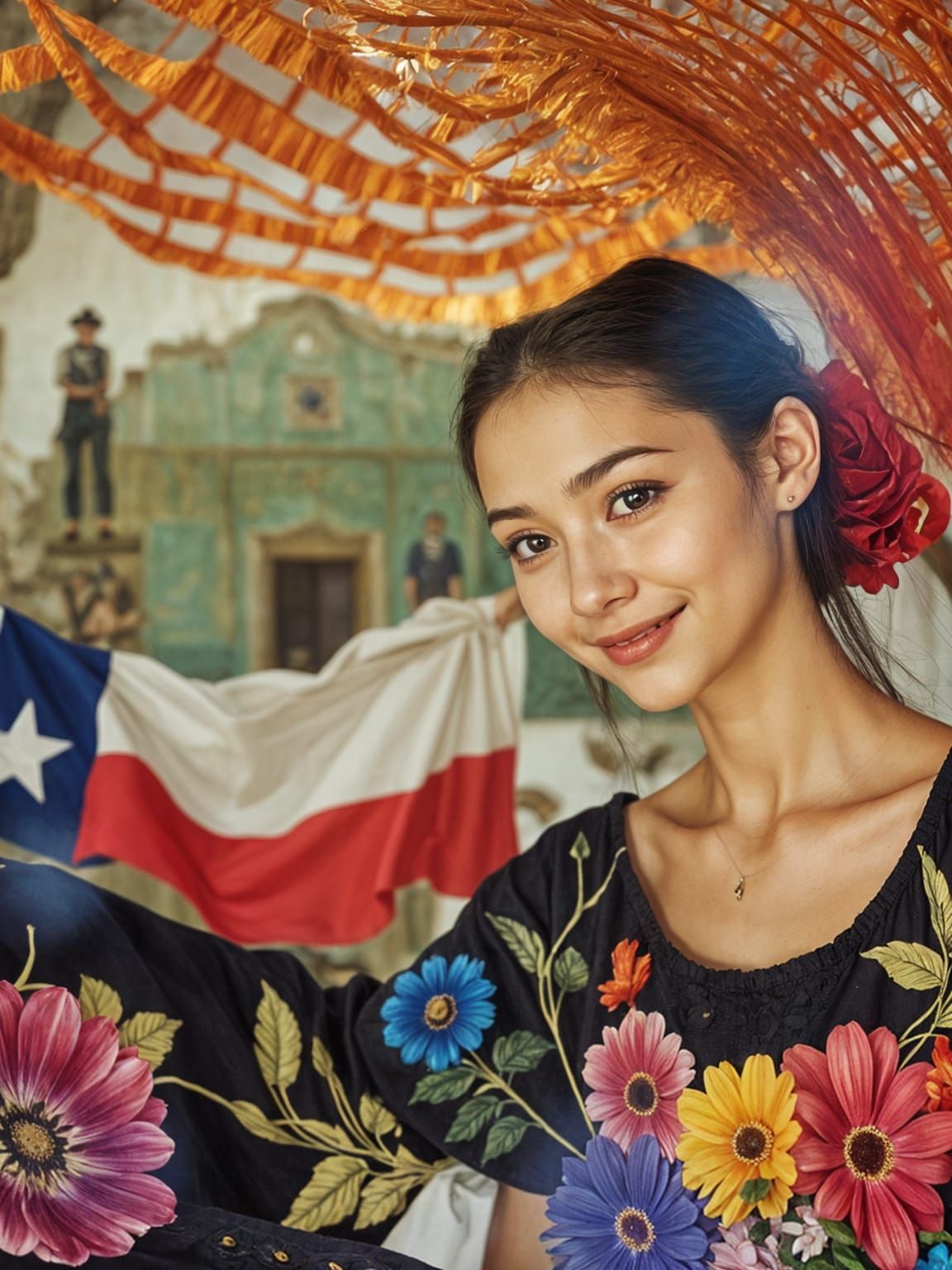 Mexican Dancer at The Alamo During Sunset