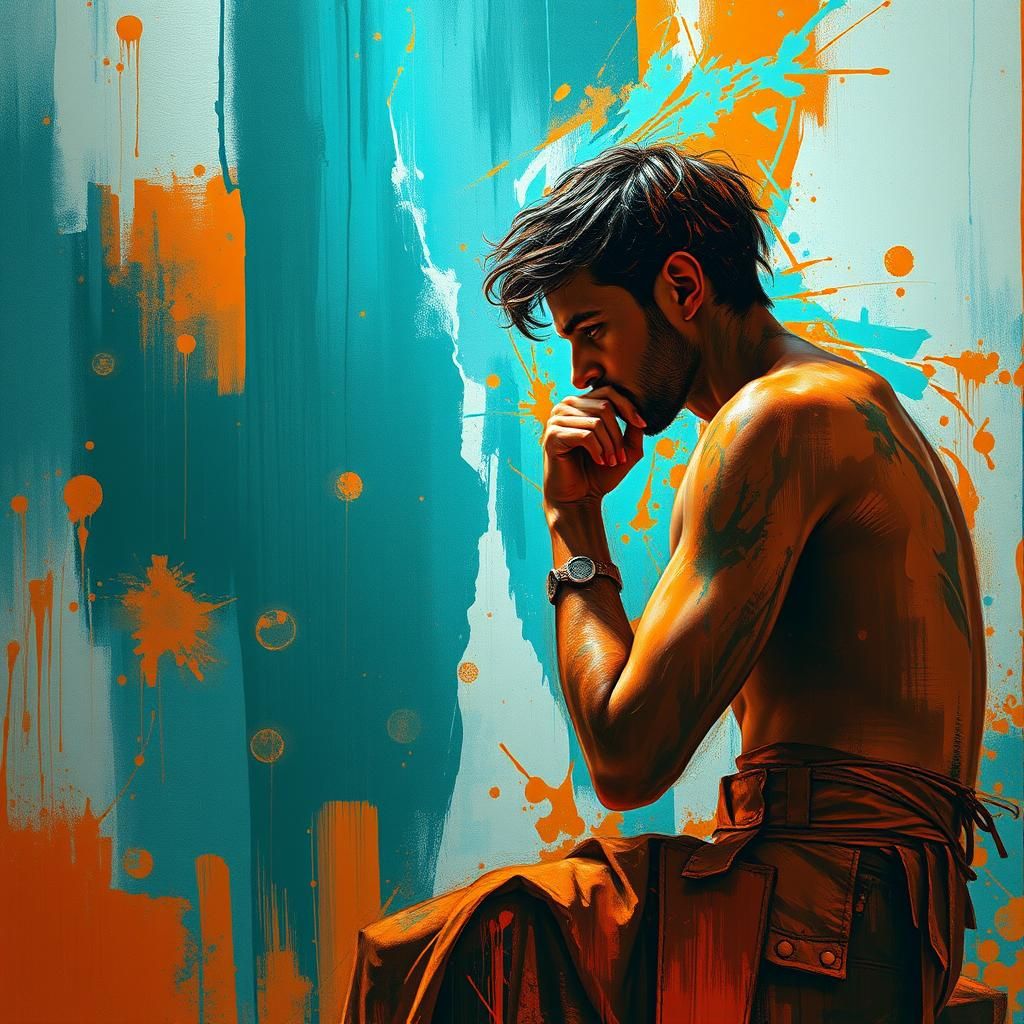 Abstract Thinker in Art Nouveau Style