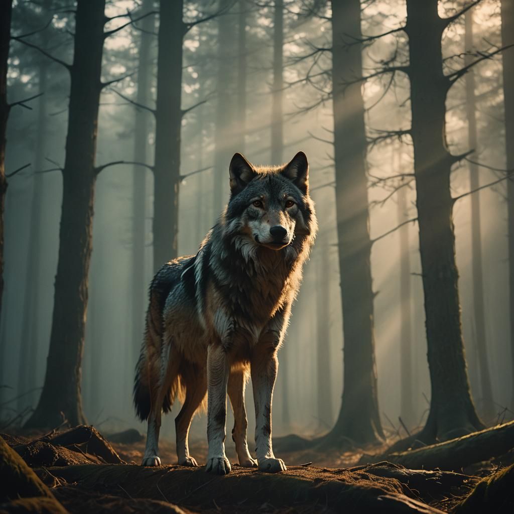 Fantasy Wolf in Mystical Forest