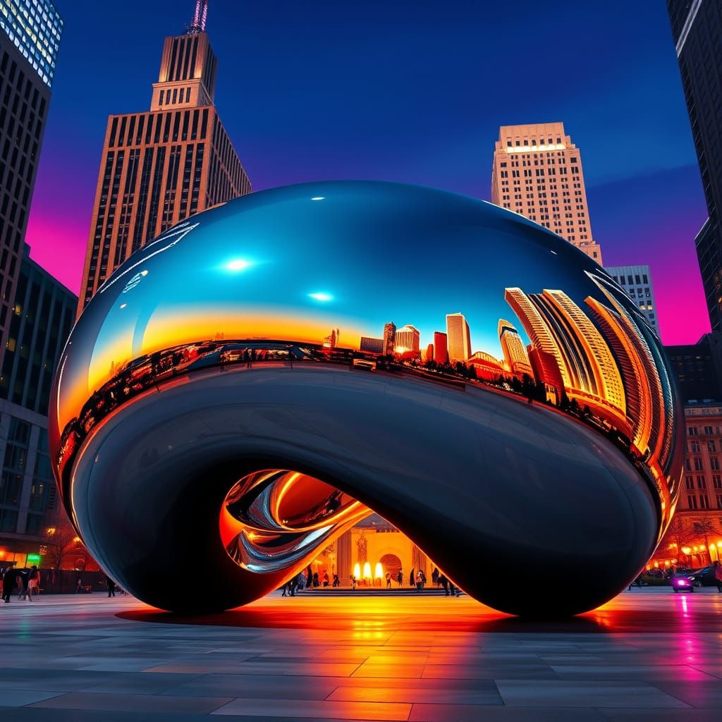 The bean in Chicago - chrome plated monument of art on the p...