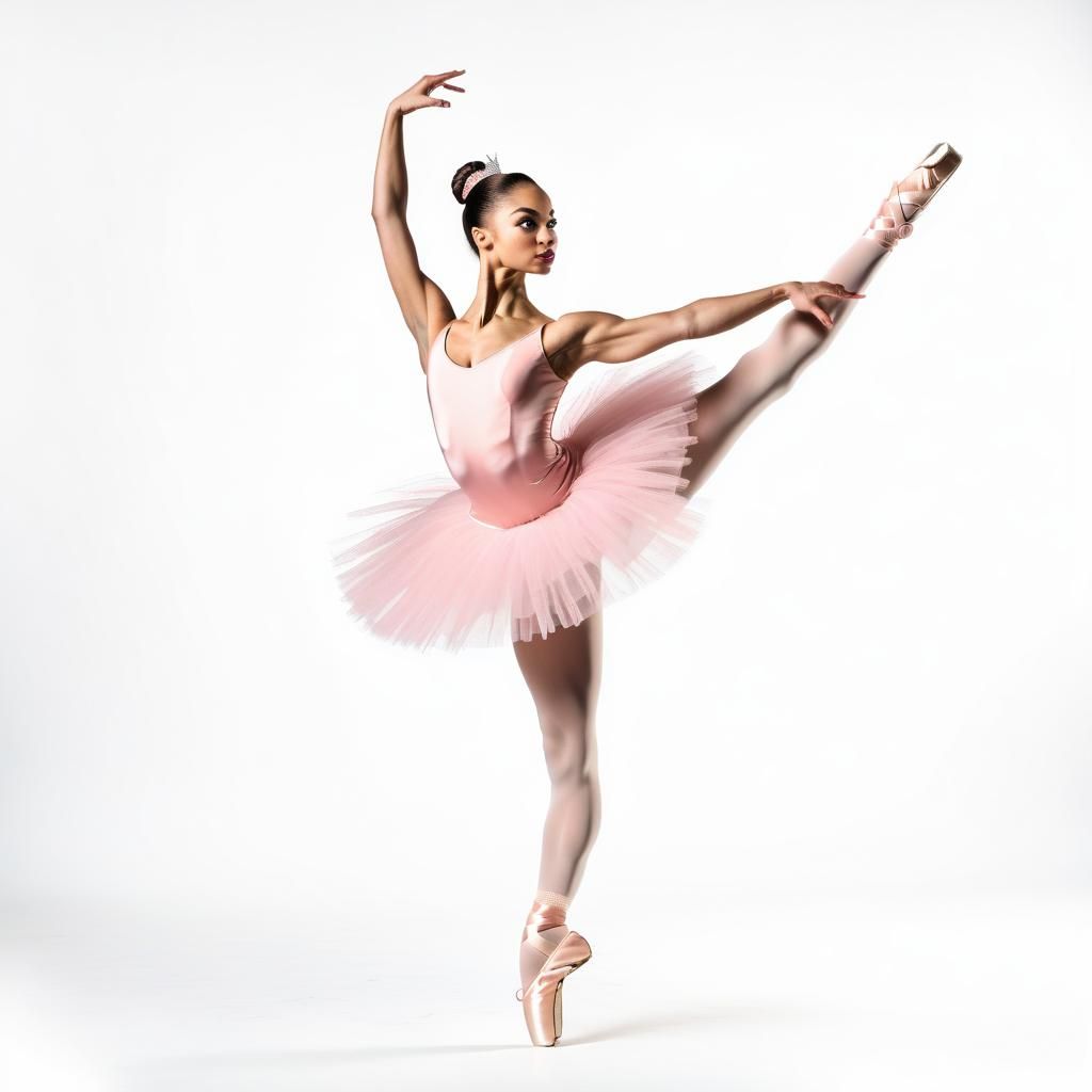 Ballerina in Exaggerated Pose on White Background
