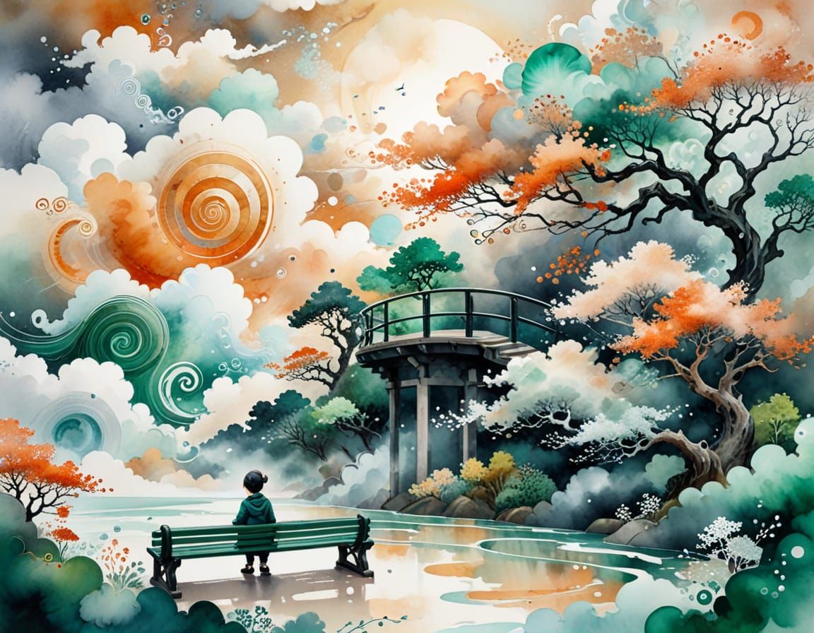 (bench in Tokyo:1.2), Natasha Wescoat and Willem Haenraets, (spirals and swirls in the clouds:1.5), nacre and malachite ...