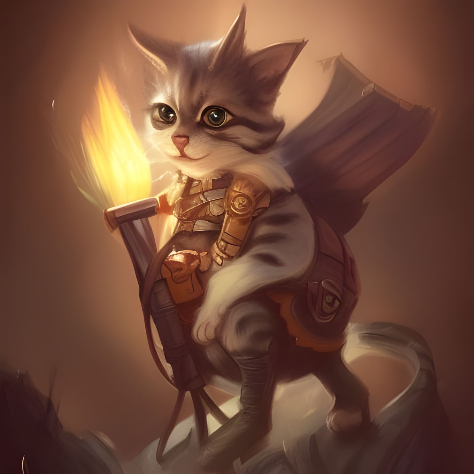 Cute Cat Cowboy in Black Armor