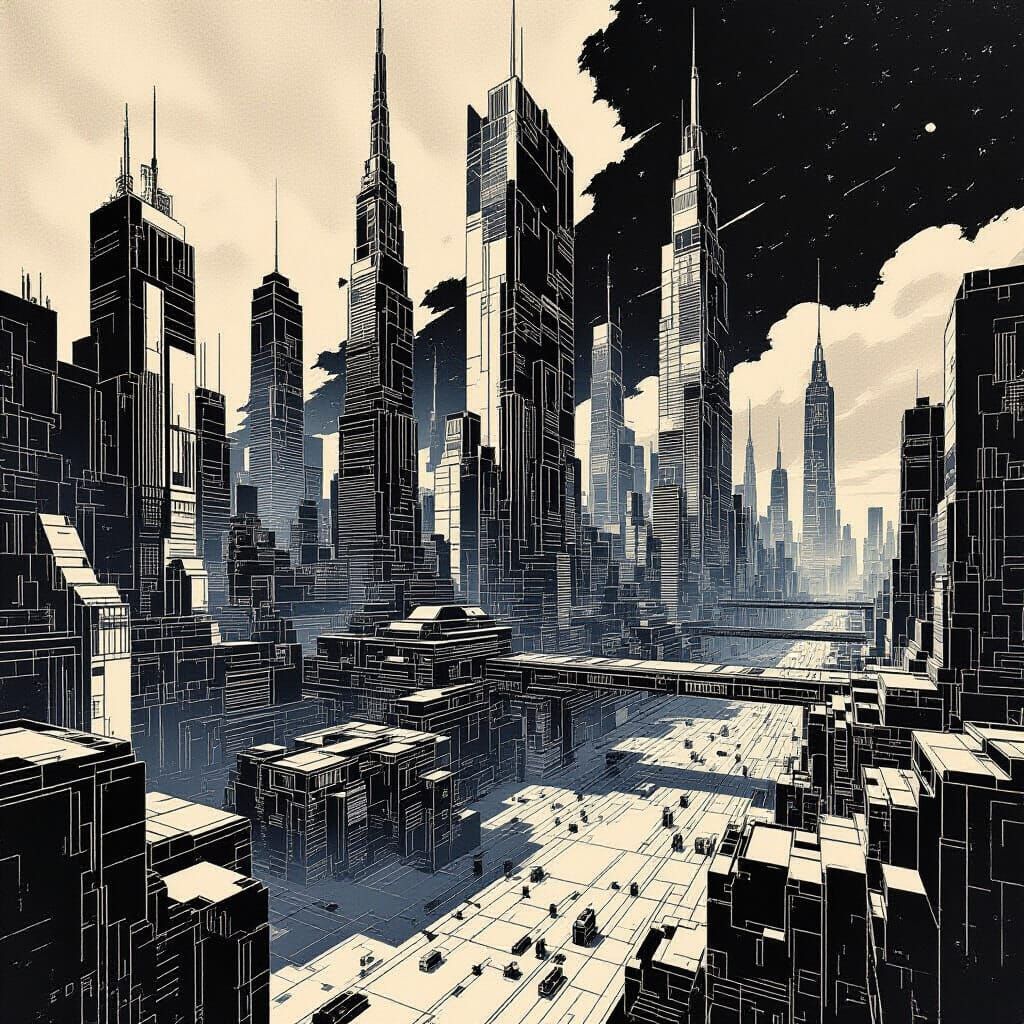 Akira meet Dürer geometry & geometric world  in a woodblock ...