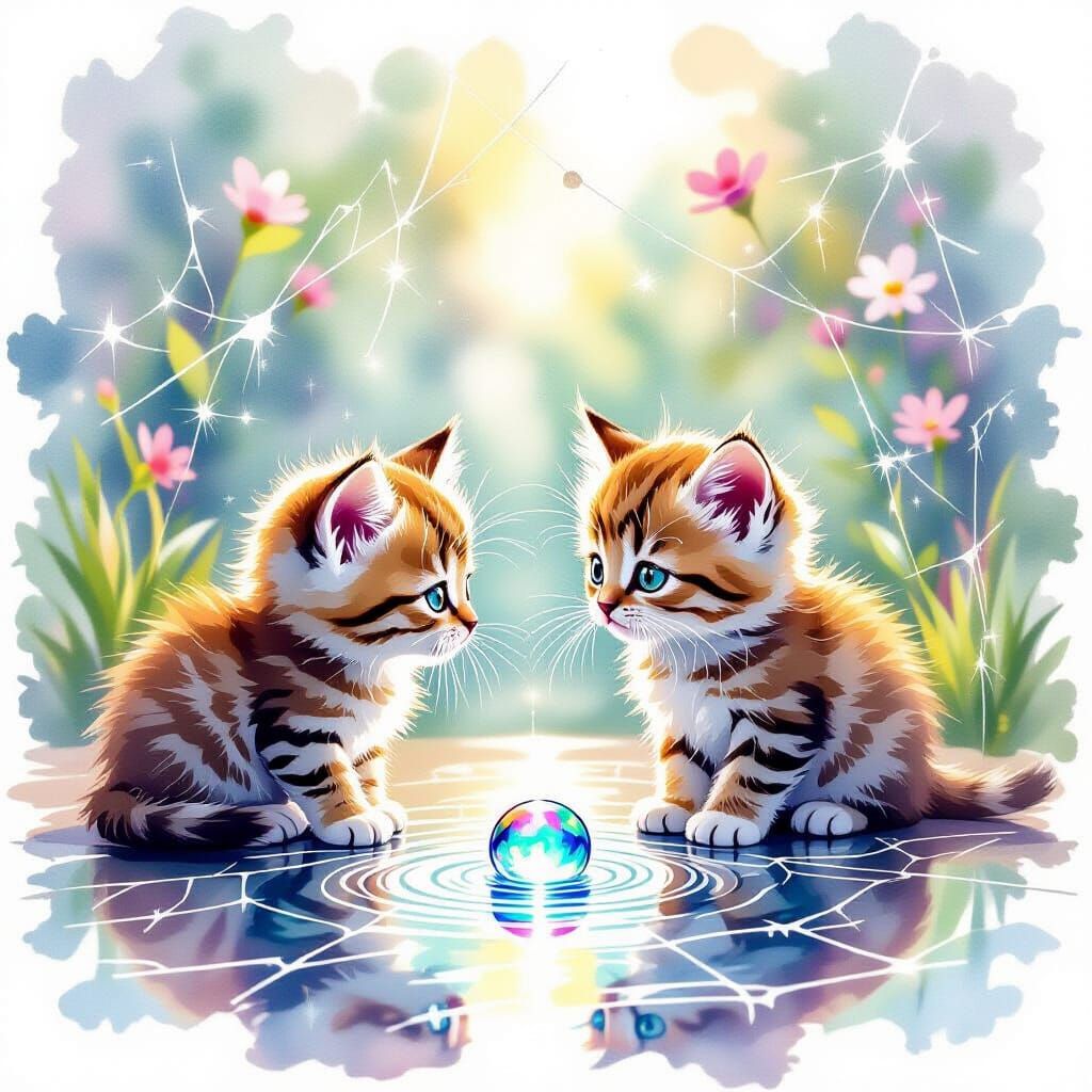 Kitten Finds Otherworldly Portal in Dewdrop